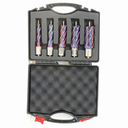 DRILL AMERICA 5 Piece Set nACo Nano-Composite Coated Blue Annular Cutter with 2 in Depth of Cut ANC5-530-502